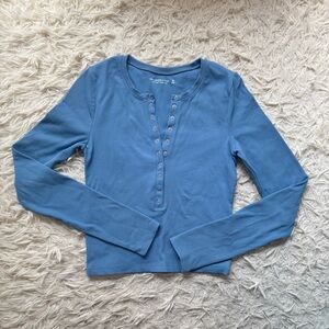 Abercrombie & Fitch Blue long sleeve button up top